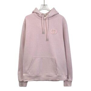 Christian Dior Light Pink Hoodie With Embroidered Logo & Front Pocket